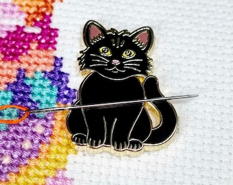 Cat Needle Minder | Enamel Needle Minder | Magnetic Needle Minder | Cat Magnet | Cross Stitch Gift | Sewing Accessory | Cat Gift