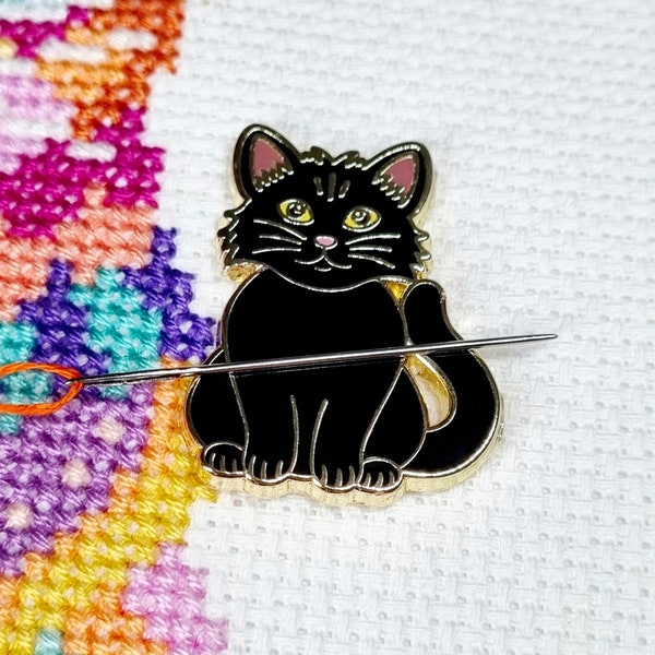 Cat Needle Minder | Enamel Needle Minder | Magnetic Needle Minder | Cat Magnet | Cross Stitch Gift | Sewing Accessory | Cat Gift