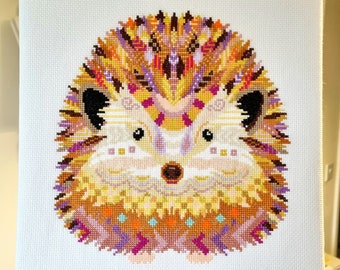 Mandala Hedgehog Cross Stitch Kit | Geometric Sewing Project | Animal Embroidery for Beginners & Intermediate | Woodland Needlecraft DIY Kit