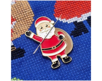 Father Christmas Needle Minder | Enamel Needle Minder | Magnetic Needle Minder | Cross Stitch Gift | Sewing Accessory | Xmas Fridge Magnet