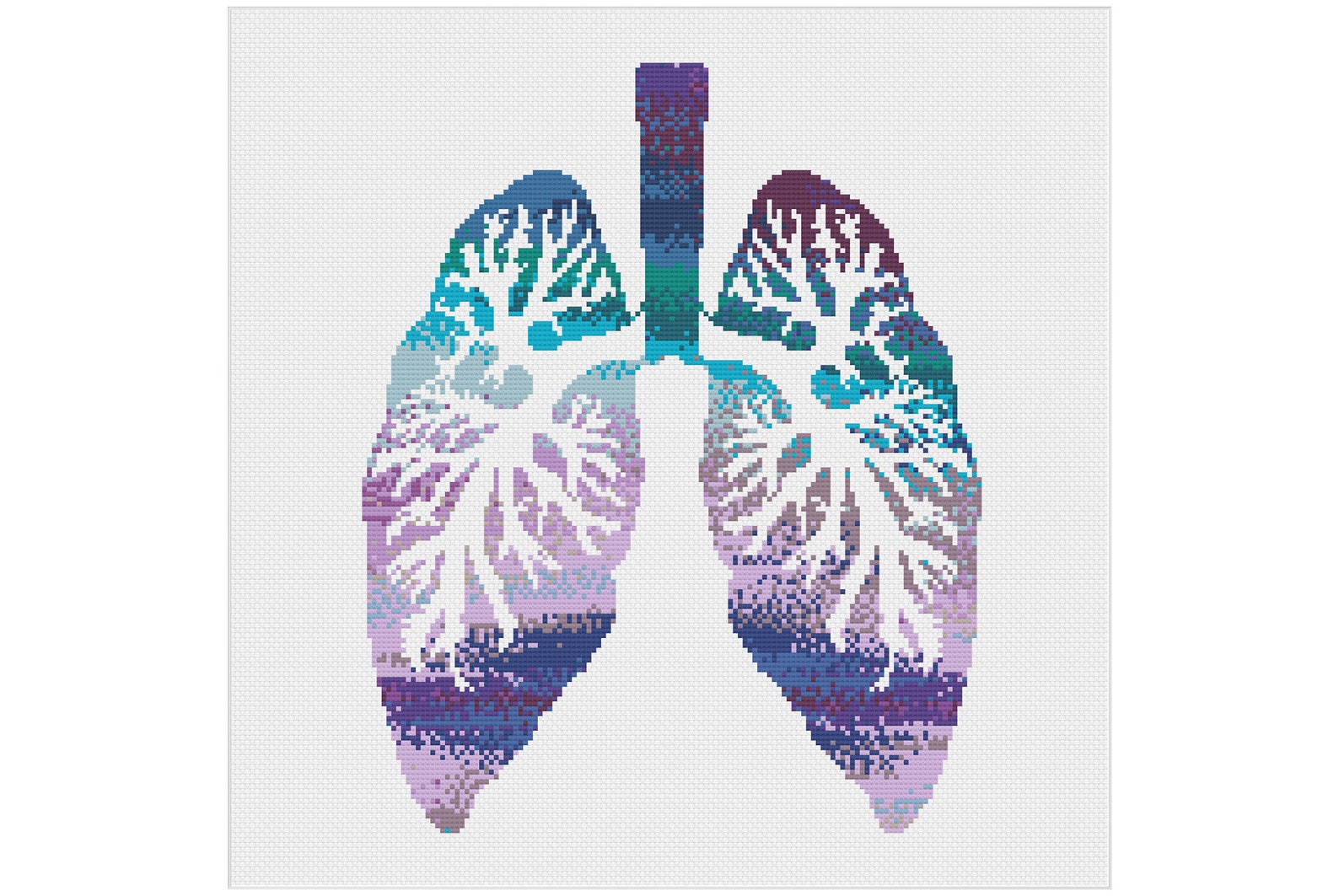 Brain Cross Stitch Pattern Lung Cross Stitch Heart Cross Etsy