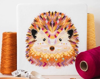 Mandala Hedgehog Cross Stitch Pattern | Geometric Sewing Project | Animal Embroidery for Beginners & Intermediate | DIY Woodland Needlecraft