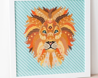 Mandala Lion Diamond Painting Kit | Full Drill Kit | Round Drill Diamond Art | 5D Diamonds | Safari Animal Themed Craft Kit for Beginners