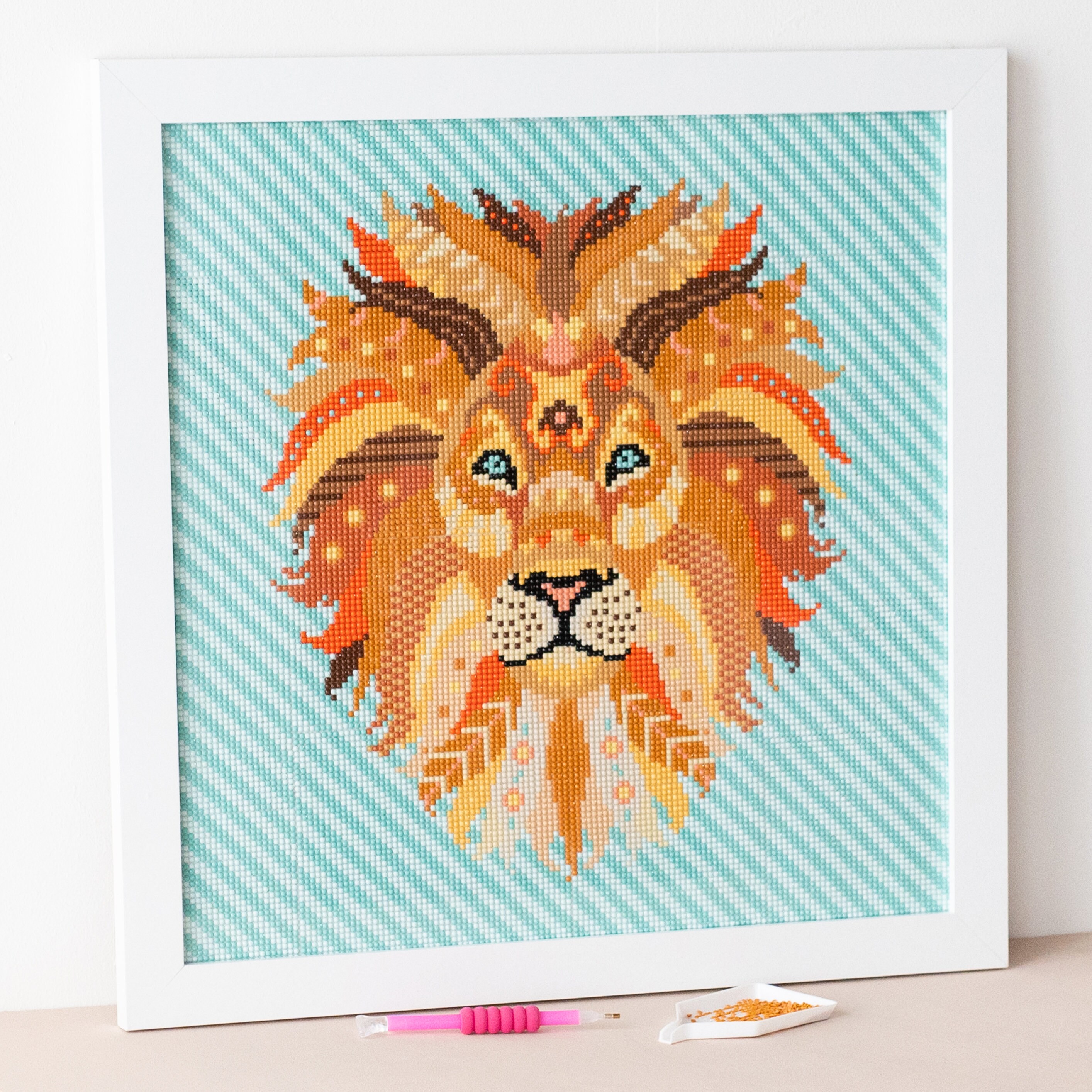 DIY Diamond Painting Kits for Teens,Animal Lion Playing Basketball,5D Full  Round Drill Diamond Painting kit Christmas Thanksgiving Decorati - 40x50cm