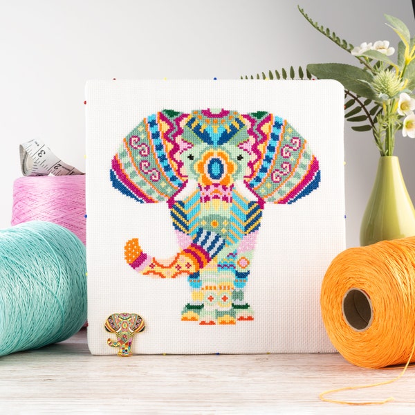 Elephant Cross Stitch Pattern, Mandala Cross Stitch, Geometric Cross Stitch, Animal Cross Stitch, Beginners Cross Stitch, Cross Stitch PDF