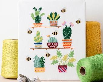 Kaktus Kreuzstichpackung | Sukkulenten Kreuzstich | Blumen Kreuzstich | Moderner Kreuzstich | Anfänger Kreuzstich | Stickpackung