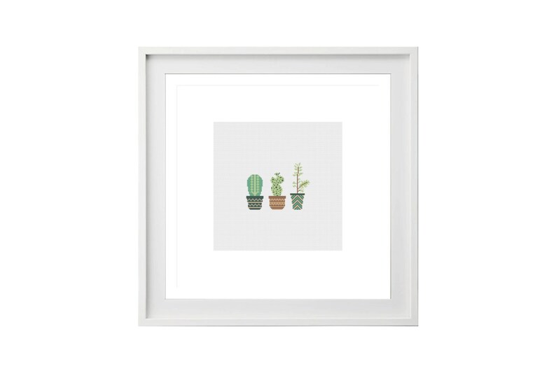 Cactus Cross Stitch Pattern Plant Cross Stitch Floral Cross Stitch Cross Stitch PDF Beginners Cross Stitch Succulent Cross Stitch
