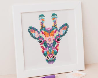 Mandala Giraffe Diamond Painting Kit | Round Drill Diamond Art | 5D Diamonds | Safari Animal Themed Craft Kit for Beginners