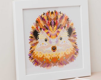 Mandala Hedgehog Diamond Painting Kit | Round Drill Diamond Art | 5D Diamonds | Woodland Animal Themed Craft Kit for Beginners