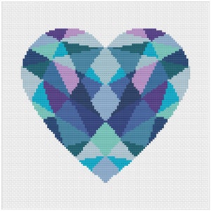 Heart Cross Stitch Pattern | Geometric Cross Stitch | Love Cross Stitch | Modern Cross Stitch | Valentine's Cross Stitch | Beginners Stitch