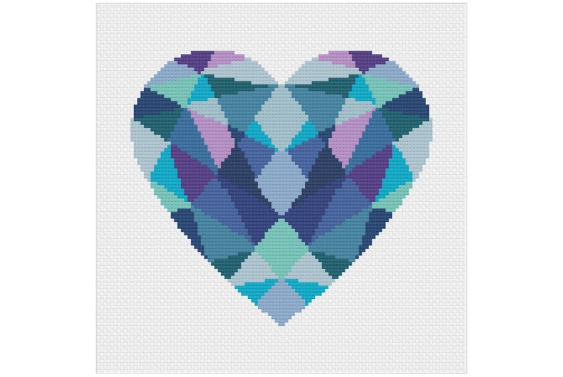 Heart Cross Stitch Pattern Geometric Cross Stitch Love Cross Stitch Modern Cross Stitch Valentine's Cross Stitch Beginners Stitch image 1