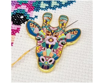 Mandala Giraffe Needle Minder | Enamel Needle Minder | Magnetic Needle Minder | Cross Stitch Gift | Sewing Accessory | Giraffe Gift