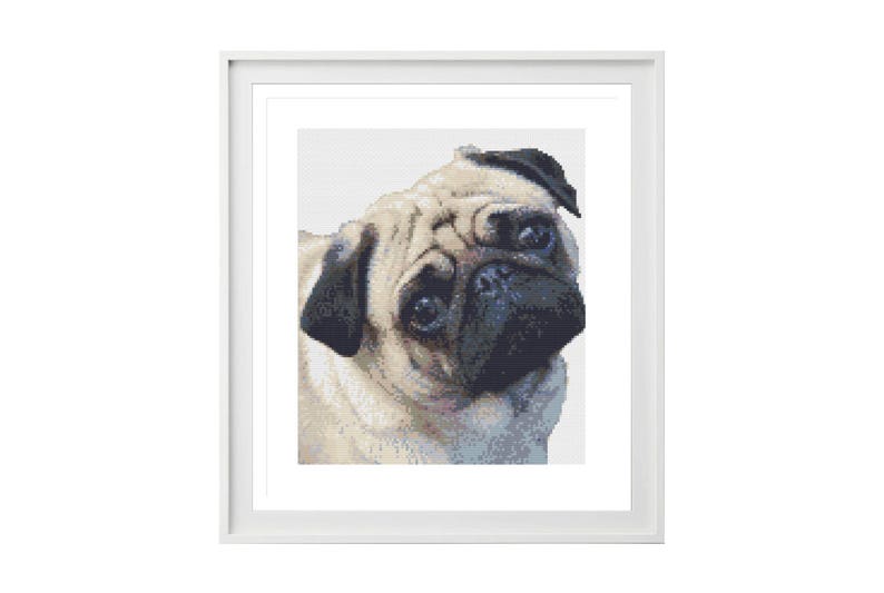Pug Cross Stitch Pattern Cute Cross Stitch Animal Cross Stitch Modern Cross Stitch Dog Cross Stitch