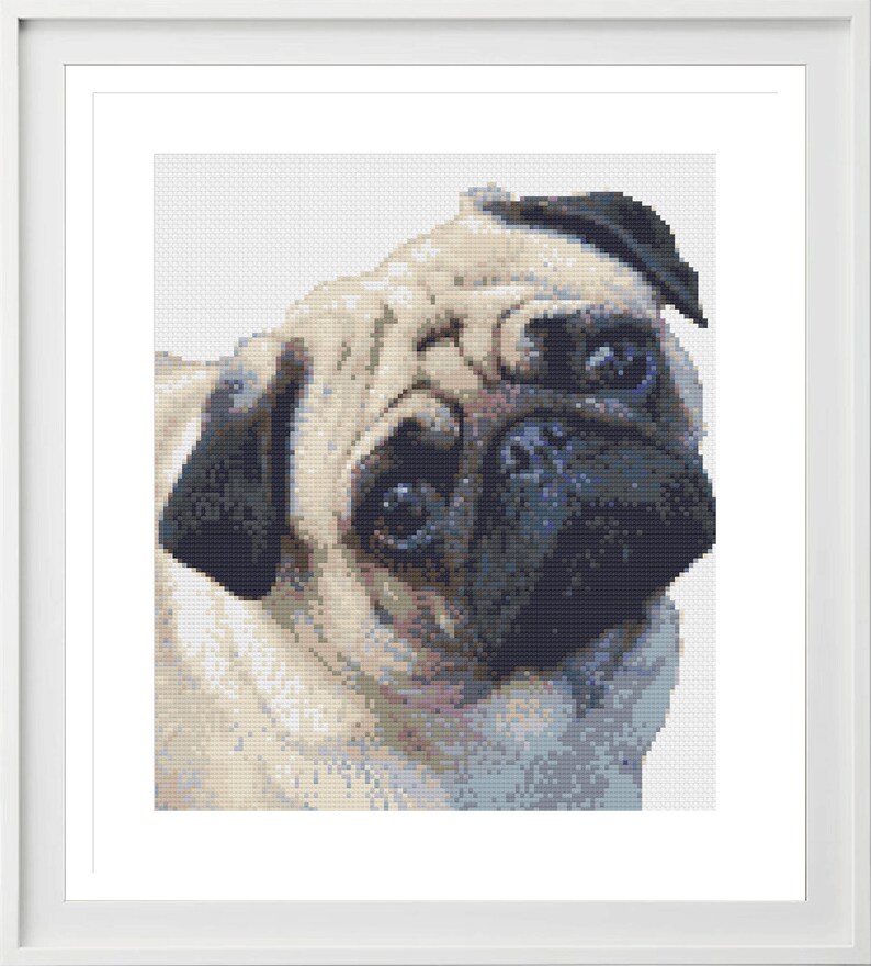 Pug Cross Stitch Pattern Cute Cross Stitch Animal Cross Stitch Modern Cross Stitch Dog Cross Stitch