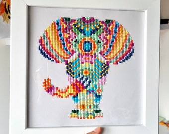 Mandala Elephant Diamond Painting Kit | Round Drill Diamond Art | 5D Diamonds | Safari Animal Themed Craft Kit for Beginners