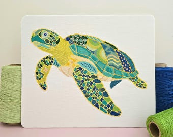Mandala Sea Turtle Cross Stitch Chart PDF | Ocean Animal Craft Pattern | Colourful Embroidery Design