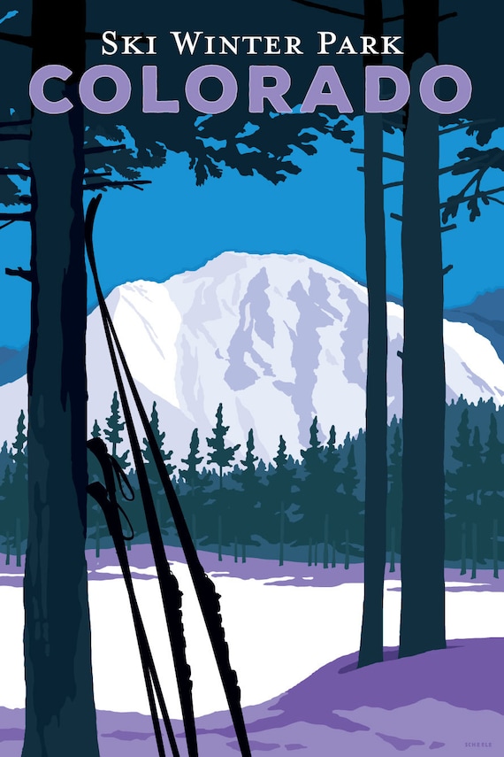 Ski Winter Park Colorado Vintage Style Travel Poster Etsy
