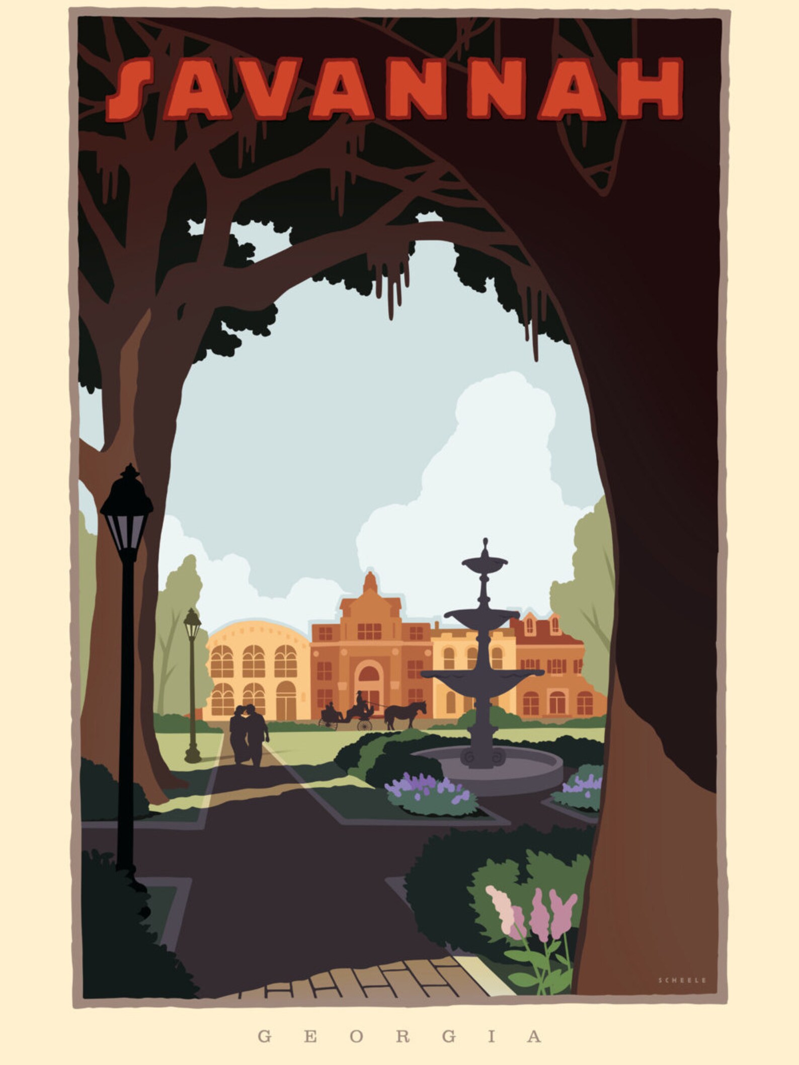 Savannah, Vintage Style Travel Poster Etsy