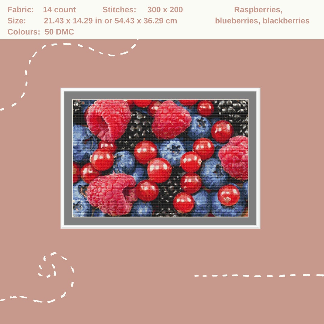 Raspberries Blueberries Blackberries PDF Cross Stitch Etsy