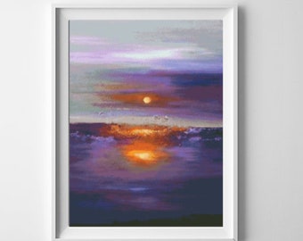 Sunset #1 Cross stitch pattern Abstraction Cross stitch Counted cross stitch Cross stitch supply PDF cross stitch chart