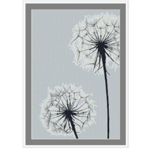 Two Dandelions Watercolor Cross stitch pattern. Cross stitch. Counted cross stitch. Cross stitch supply. PDF cross stitch chart.