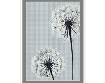 Two Dandelions Watercolor Cross stitch pattern. Cross stitch. Counted cross stitch. Cross stitch supply. PDF cross stitch chart.