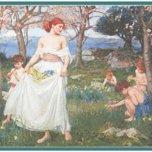 Canción de la primavera John William Waterhouse Patrón de punto de cruz Punto de cruz Punto de cruz contado Suministro de punto de cruz PDF gráfico de punto de cruz