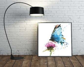 Butterfly on thistle Watercolor Cross stitch pattern. Cross stitch. Counted cross stitch. Cross stitch supply. PDF cross stitch chart.
