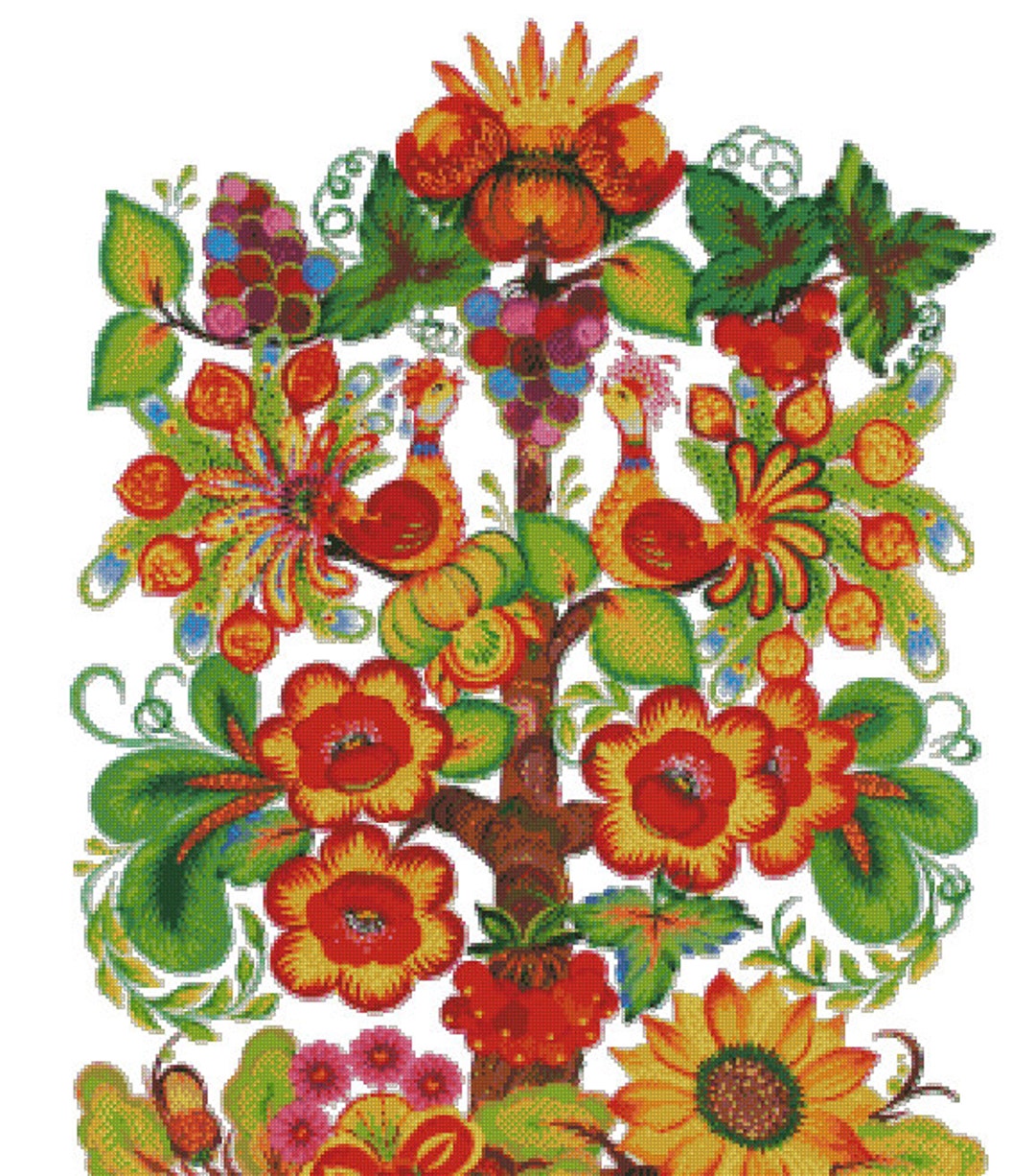 Cross Stitch Pattern Petrikivka Tree PDF pattern for Cross Stitch and