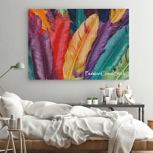 Colored feathers 5 Cross stitch pattern  Counted cross stitch. Cross stitch supply. PDF cross stitch chart.