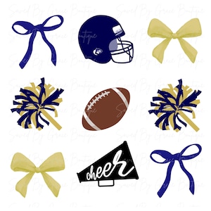Football Coquette PNG, Cheer, Football, Sports Mom, Blue and Gold, Sublimation Design, Instant Download