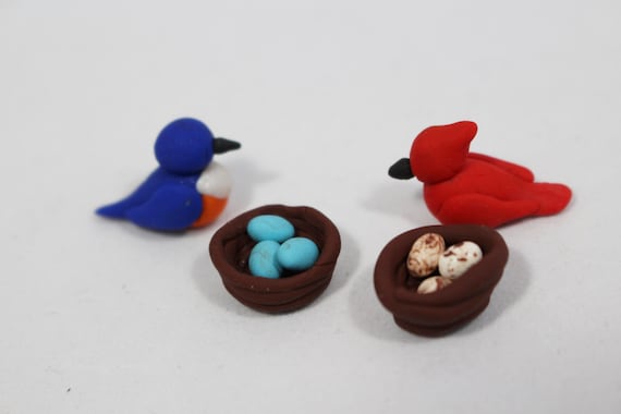 Nid Doiseaux Accessoire Fée Nid Miniature Avec Petit Bleu