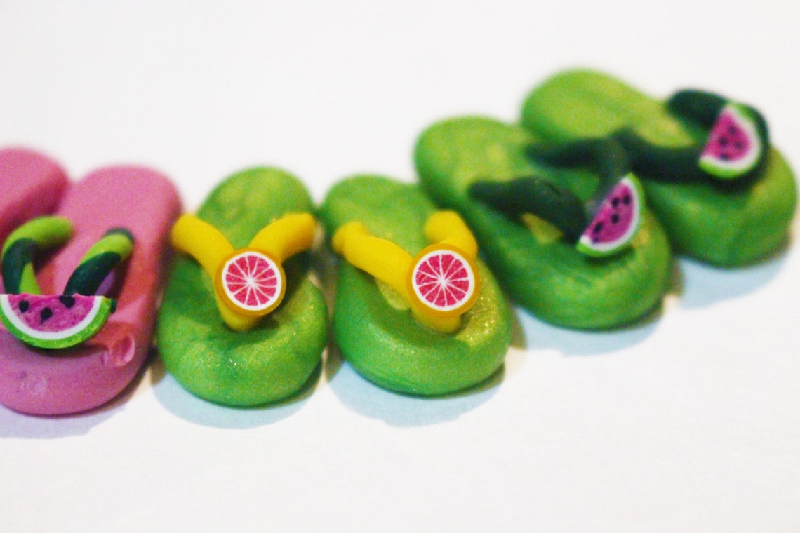 4 Pairs Miniature Flip Flops Flip Flops With Fruit Slices Etsy