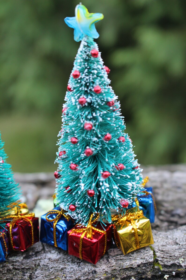 Miniature Decorated Christmas Tree With Red Balls Dollhouse Etsy