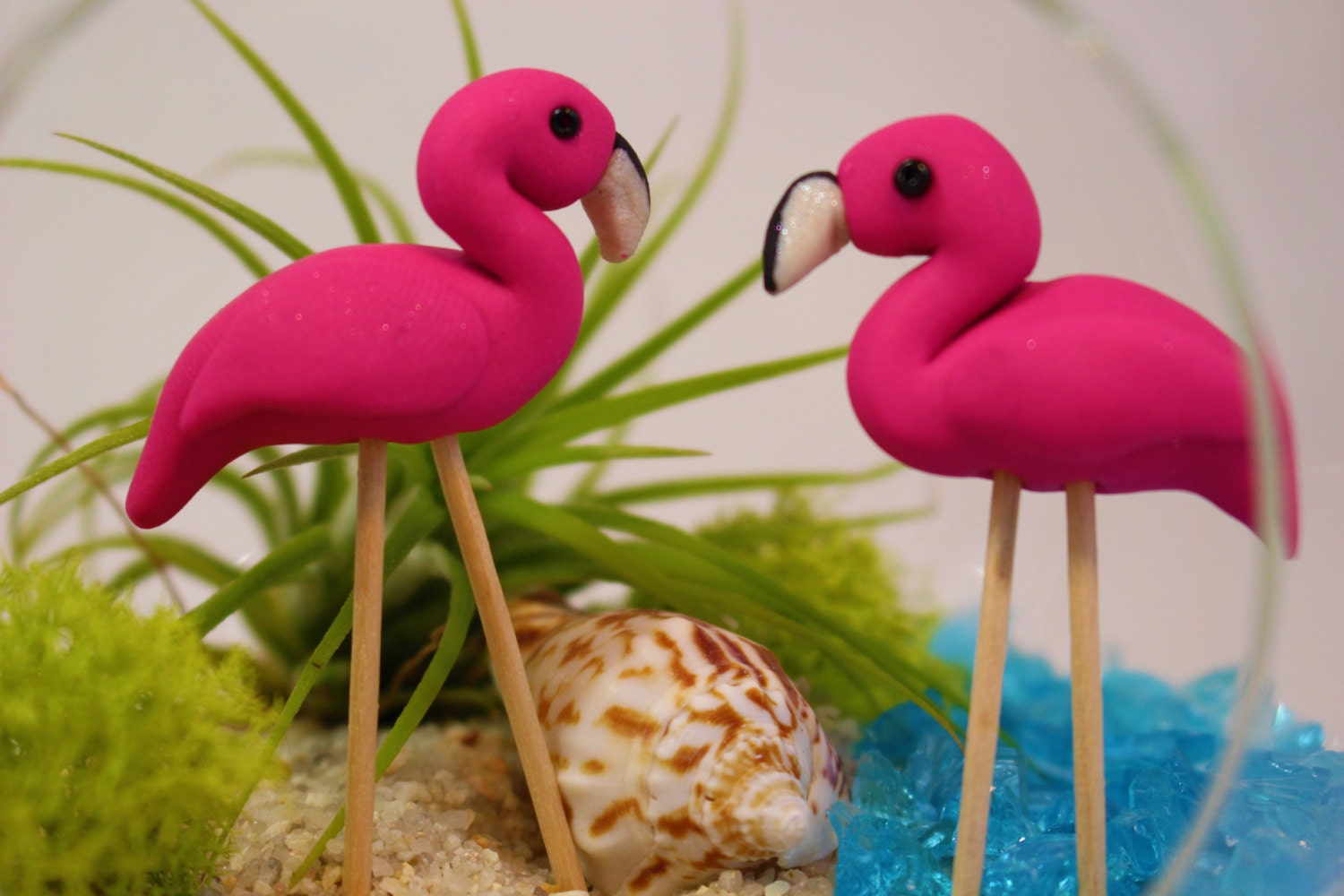 guohanfsh 2Pcs Mini Flamingo Miniature Figurines Fairy Garden Miniature Moss Landscape DIY Ornament Accessories Cake Decoration Female