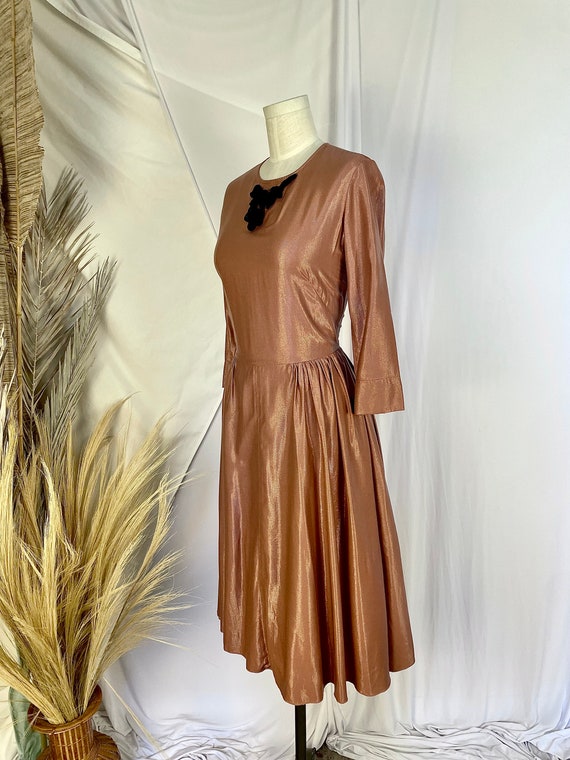 Vintage Sparkly Party Dress Light Brown Iridescen… - image 1