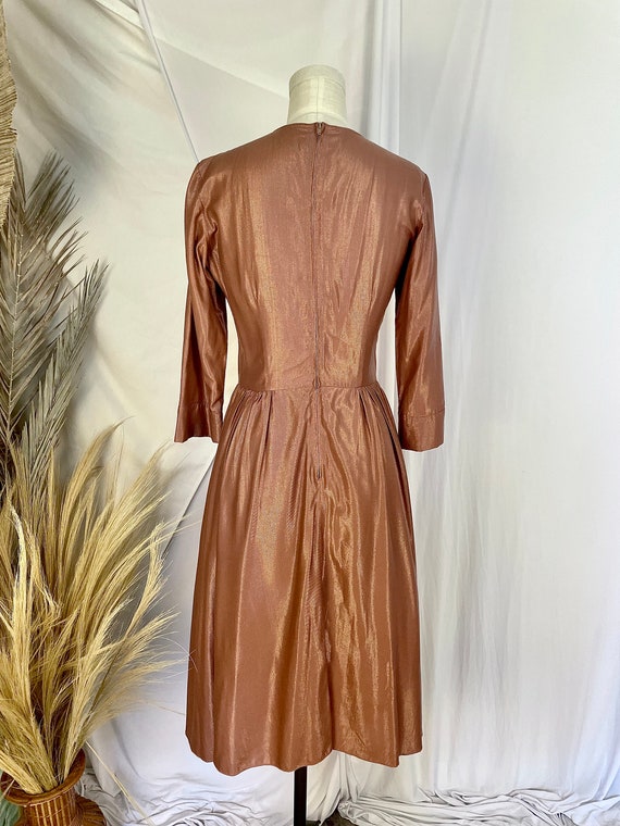 Vintage Sparkly Party Dress Light Brown Iridescen… - image 4