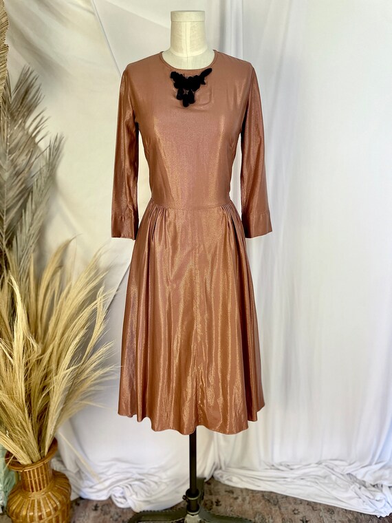 Vintage Sparkly Party Dress Light Brown Iridescen… - image 2