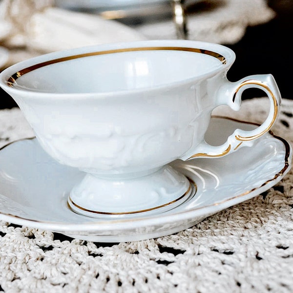 Gold White Tea Cup Etsy