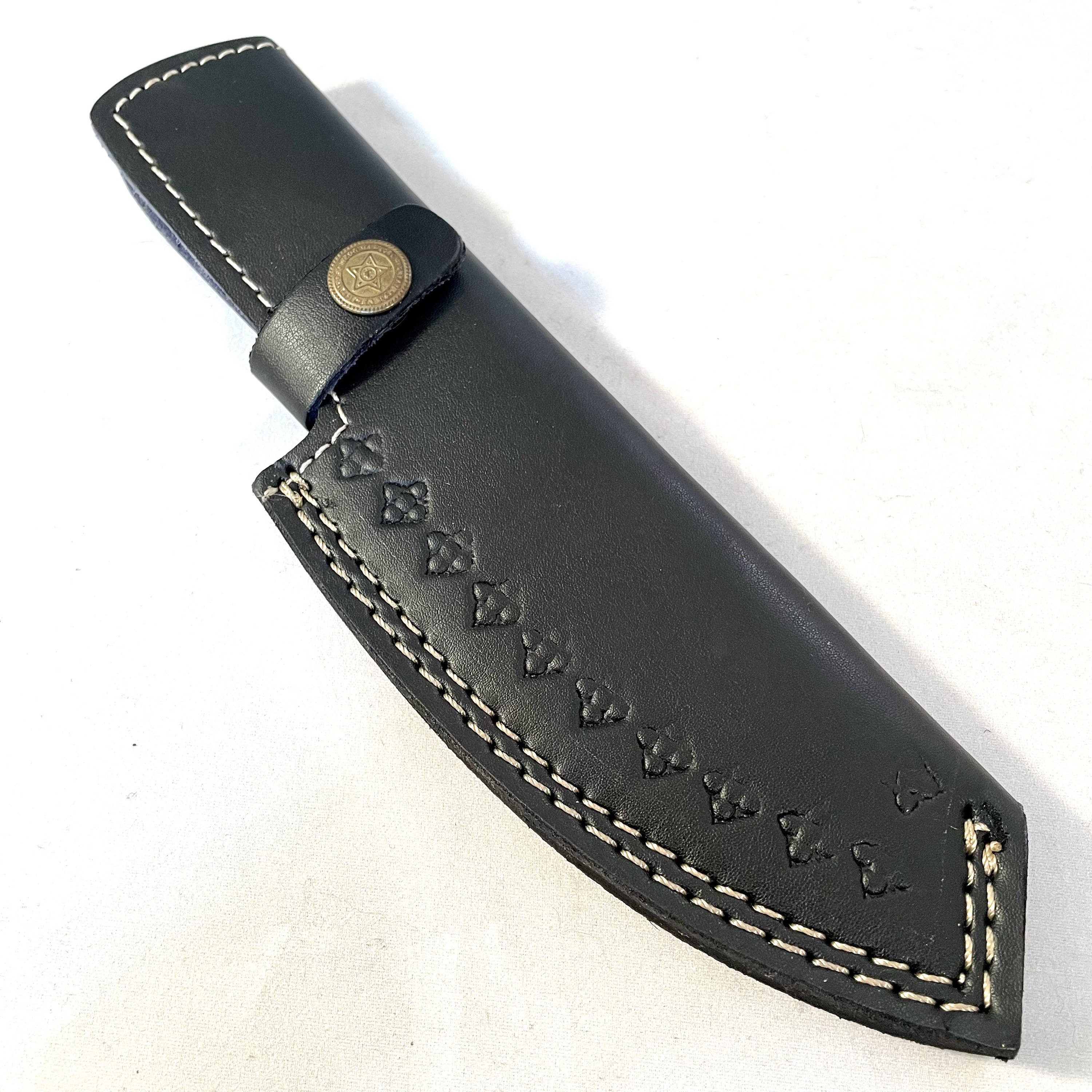 Leather Knife Sheath Fixed Blade Knife Black Leather for up to 5