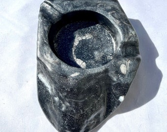 Hand Made Luxury Cigar Ashtray Carved Stone Shaped Black Galaxy Resin #105
