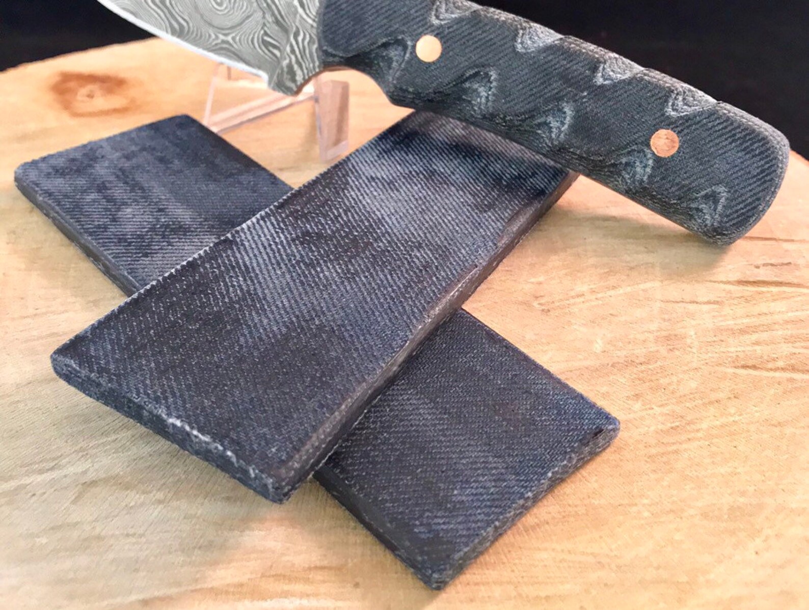Premium Solid Indigo Blue Jean Denim Micarta Knife Scales 5 Etsy