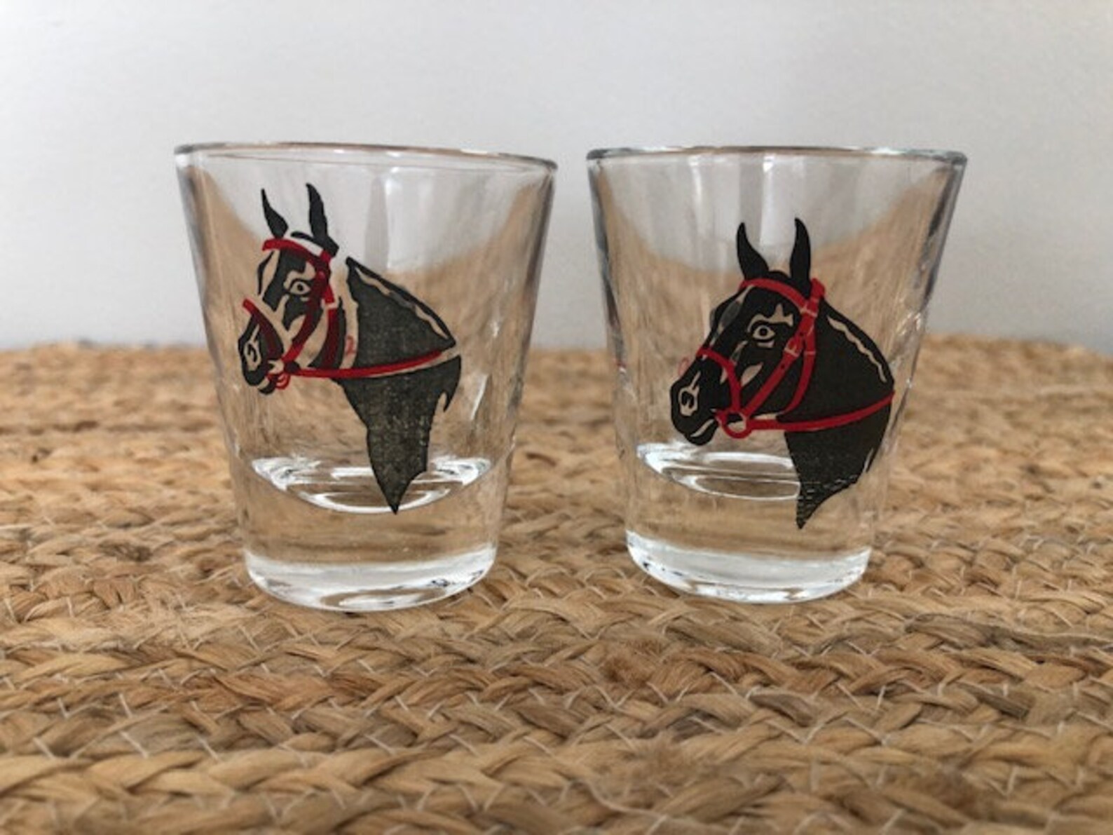 Two Vintage Horse Shot Glasses Mid Century Barware Horse and Etsy