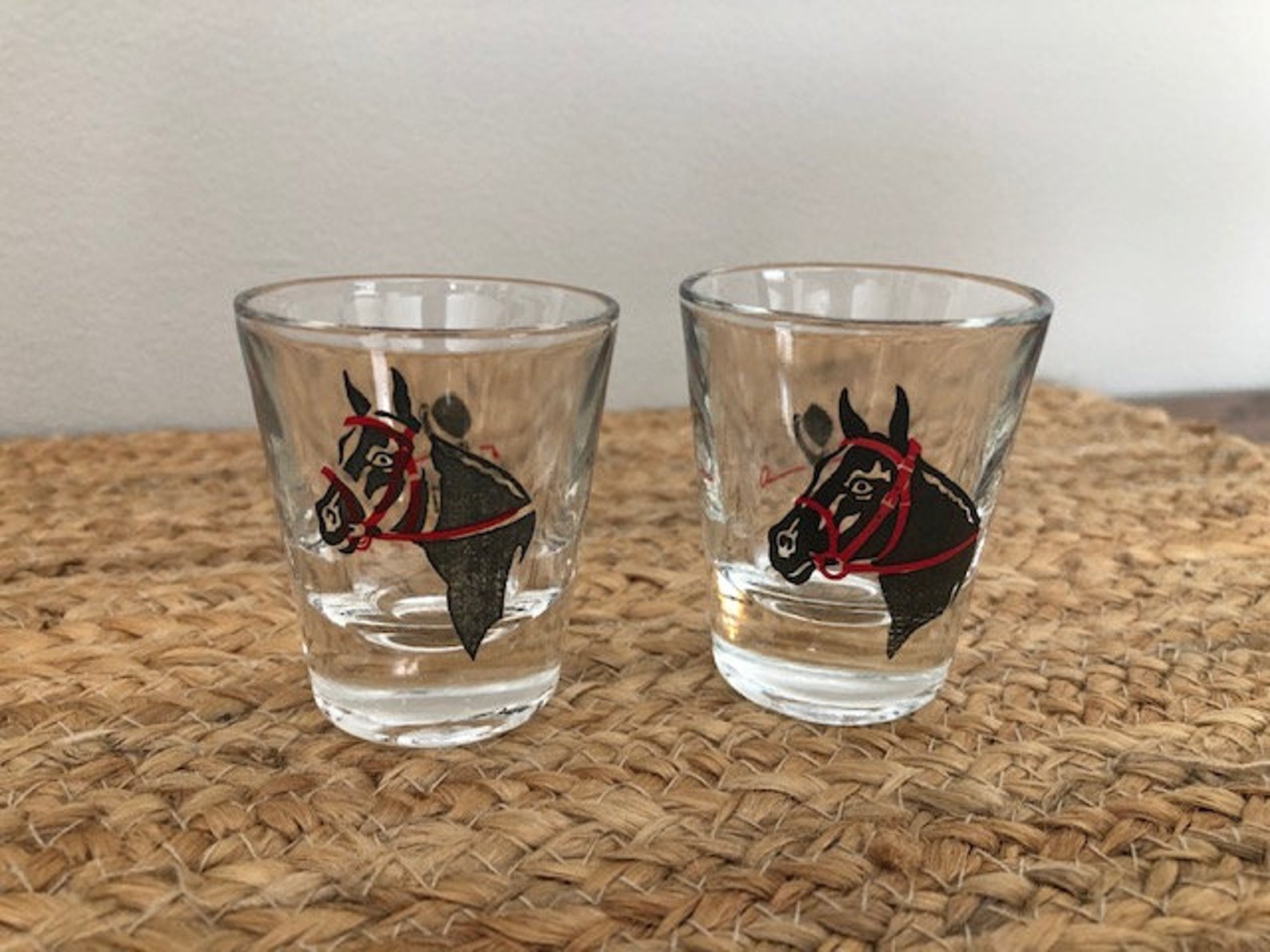 Two Vintage Horse Shot Glasses Mid Century Barware Horse and Etsy