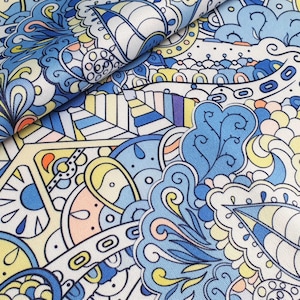 PUL waterproof fabric, Blue Doodles