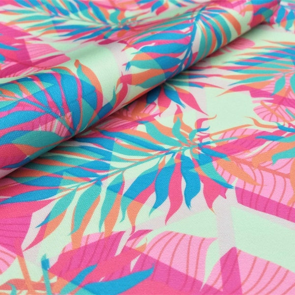 PUL waterproof fabric, Pink Palm Leaves