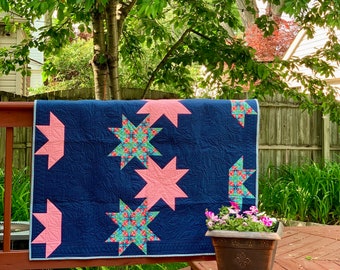 Stars Aligned - PDF quilt pattern, throw quilt, modern quilt, modern, baby quilt, beginner quilt, quick quilt, Christmas, star quilt