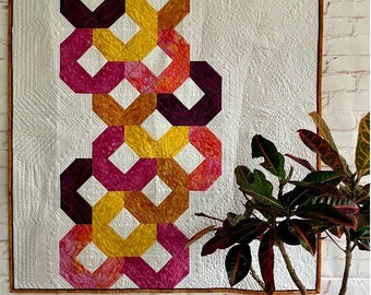 Sunset Strip Quilt Pattern, Throw or Baby Quilt, Beginner (PDF Pattern)