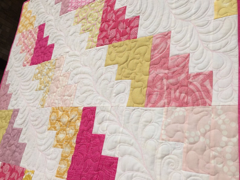 Baby Quilt, Pink Quilt, Pink and Yellow Quilt, Play Mat, Baby Girl