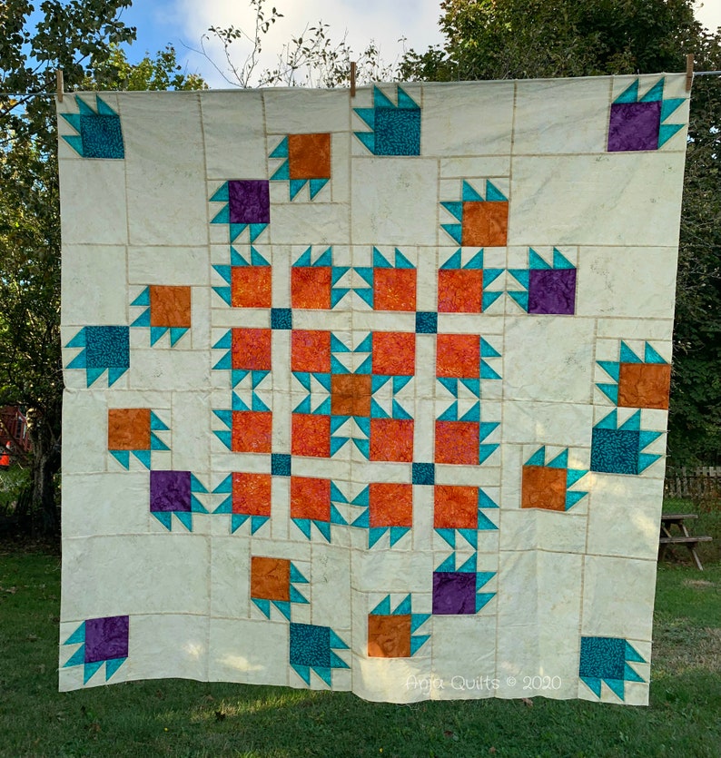 Waltzing With Bears Bear Paw quilt, PDF quilt pattern, modern quilt, lap quilt, beginner quilt, quick quilt, simple quilt, quilted throw image 7